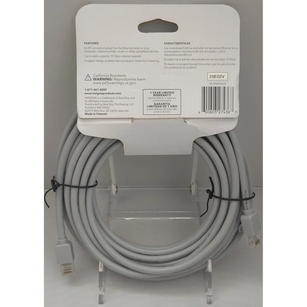 Insignia - 25ft Cat-6 Network Cable - Ethernet RJ45 - 10Gbps - NS-PNW5625 - NEW
